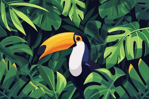 Vector exotic toucan bird in vector illustration