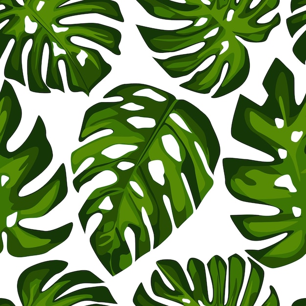 Exotic Tropical monstera leaves seamless pattern. Tropical pattern, vector botanical background. Summer design for fabric, textile print, wrapping paper, children textile. Vector illustration