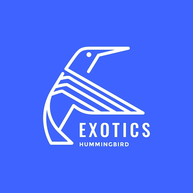 Exotics bird hummingbird flying polygonal geometric modern minimal logo design vector