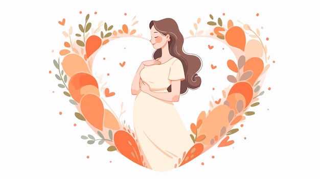 Expectant Pregnant Woman Illustration Elegant Motherhood Artwork