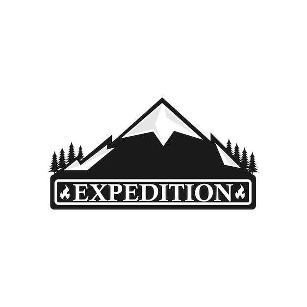 Expedition Camping Mountain Adventure Emblem and Badge logos Forest Vector Illustration Design