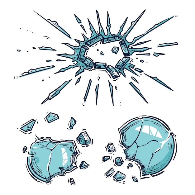 Exploding microchip shattered glass ball concept art Graphic representation technology failure