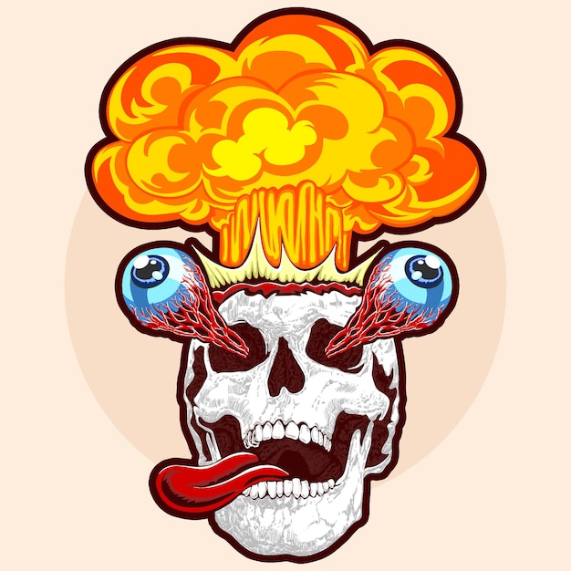 Exploding skull vector full color punk