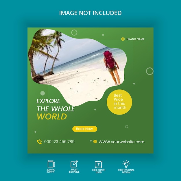 Explore dream holiday social media post design  template