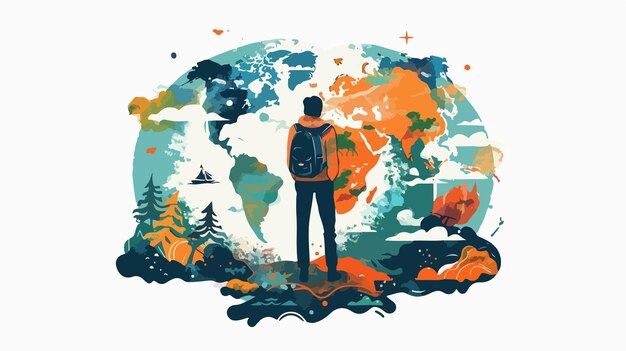 Vector explore great world mixed media flat vector isometric