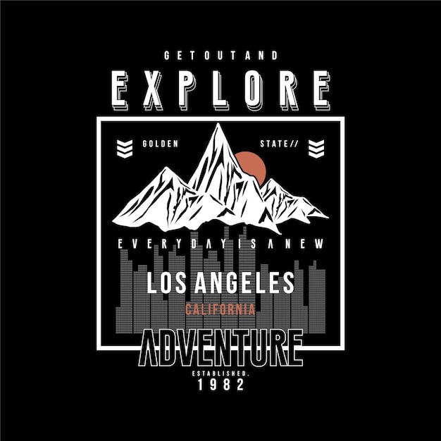 Vector explore los angeles mountain text frame graphic design vector print