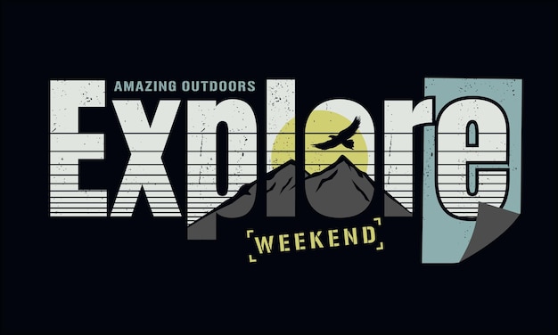 explore weekend and mountain tshirt design vintage Premium Vector