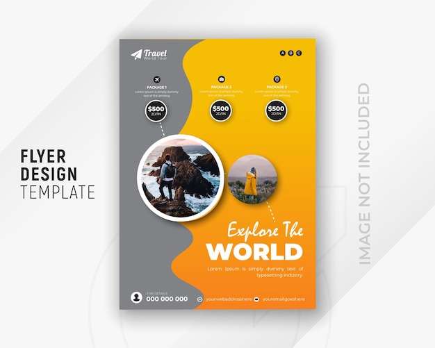 Explore world travel agency and modern business web banner ad minimal social media design template