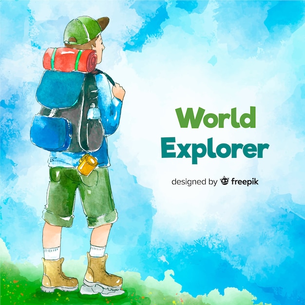 Explorer with backpack