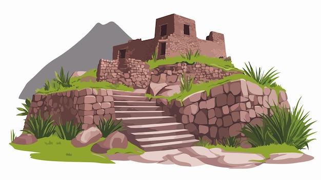 Vector exploring ancient ruins in pisac archaeological park historical exploration and discovery