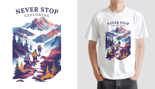 Vector exploring the mountains tshirt flat design vector