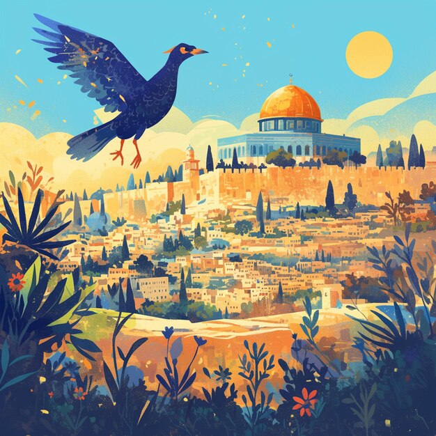 Vector exploring patterns of jerusalem israel