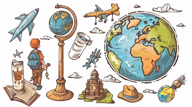 Vector exploring the world around us with handrawn vector illustration