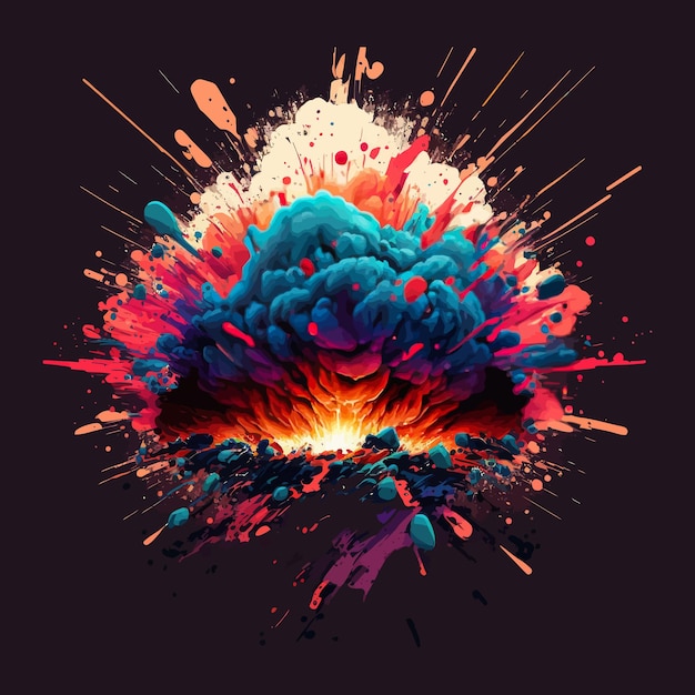 Explosion of colors colorful scale danger splash weapons minimalism Generative AI catastrophe cloud game end creativity dust bright saturated colors artistic conceptvector illustration