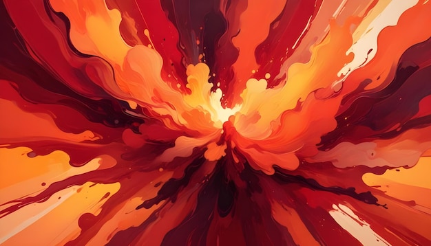 Vector an explosion of fiery red and orange colors with flowing abstract shapes creates a dynamic and energetic visual resembling flames or a cosmic event