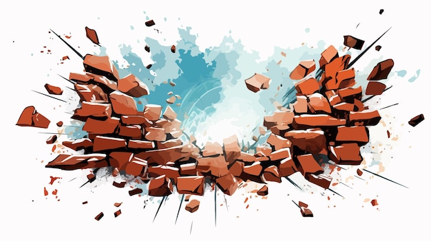 Explosive Breaking Brick Wall Destruction