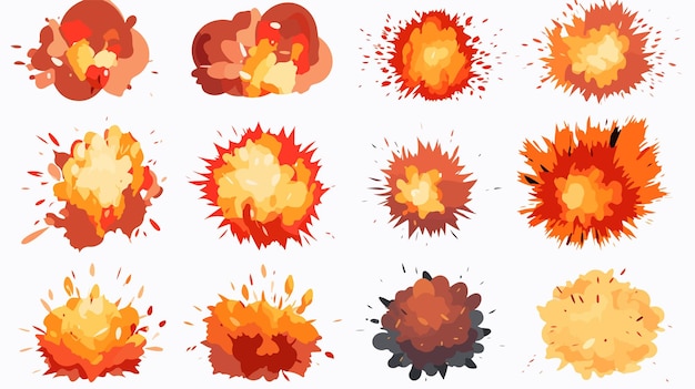 Vector explosive illustrations collection on white background