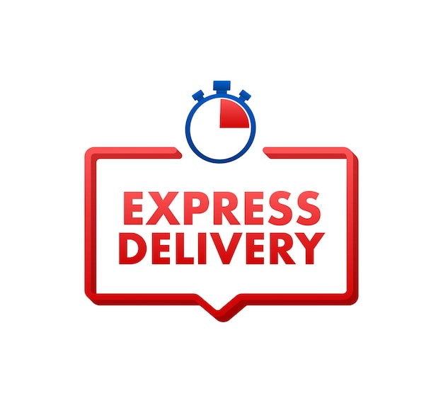 Express delivery service. Fast time delivery order with stopwatch. Vector stock illustration.