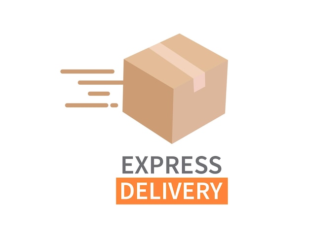 Express delivery with Carton packaging box Fast delivery Flat vector illustration