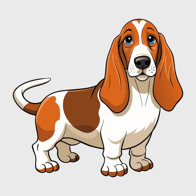 Expressive Basset Hounds Dog Breed Vector Illustrations