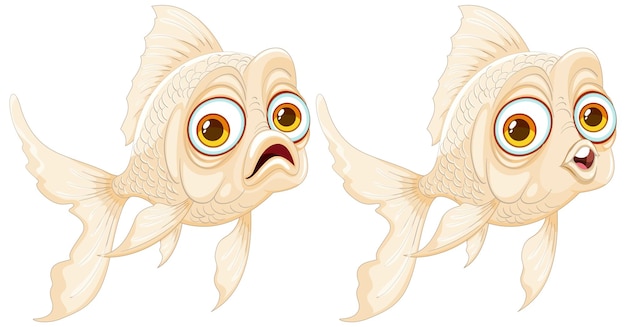 Expressive Goldfish Cartoon Illustration