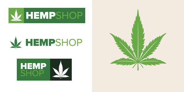 Expressive Medical Cannabis Logos Vector Emblems and Labels for Marijuana Shops