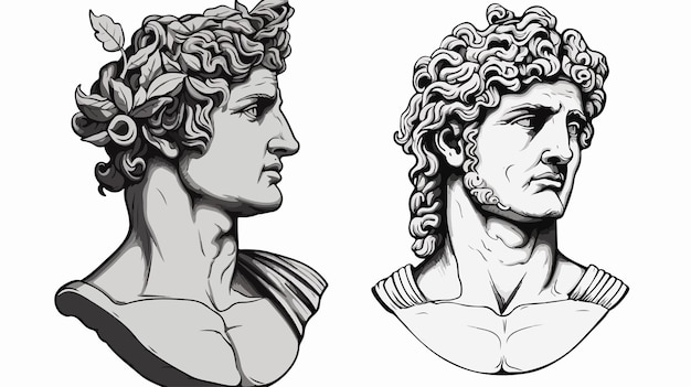 Vector exquisite bust of ancient greek and roman god apollo