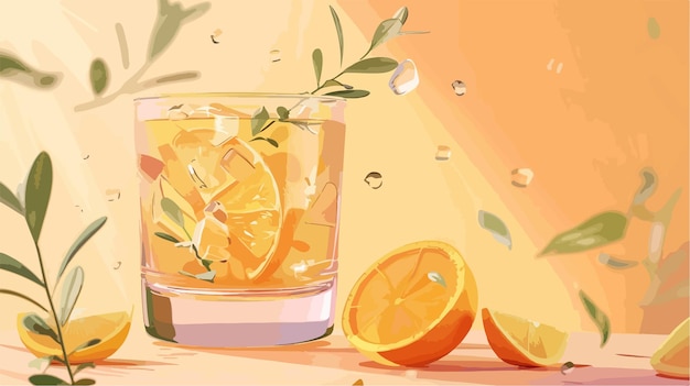 Exquisite Cocktail Glass with Thyme and Dried Citrus Fruits