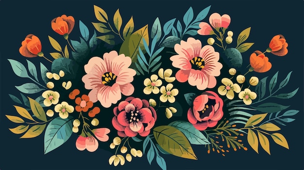 Exquisite Floral Vector Design in Vibrant Colors for Digital Illustration