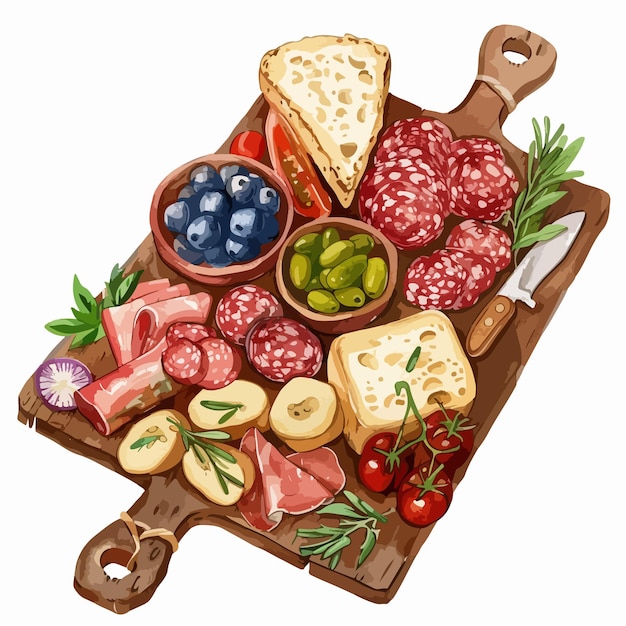 Vector exquisite french charcuterie board clipart for elegant designs