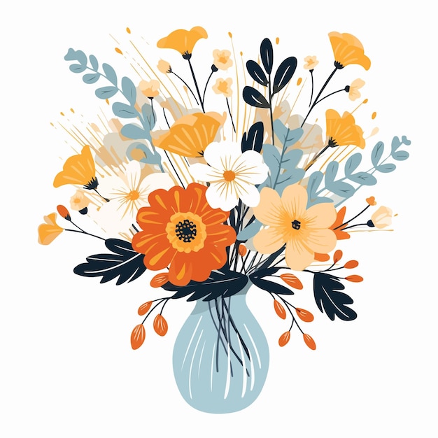 Vector exquisite handdrawn bouquet of seasonal blooms