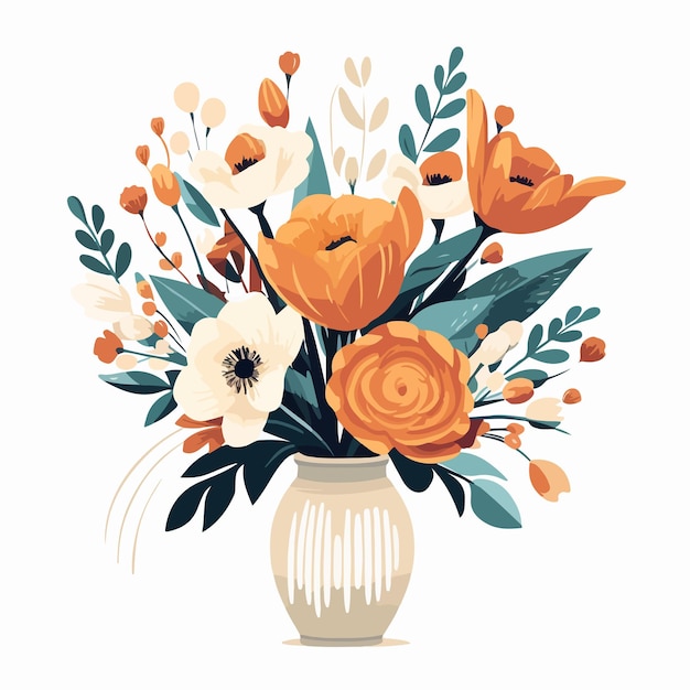 Vector exquisite handdrawn bouquet of seasonal blooms