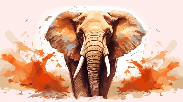 Vector exquisite handdrawn digital painting of elephant with style