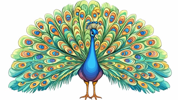 Exquisite handdrawn peacock illustration for coloring pages