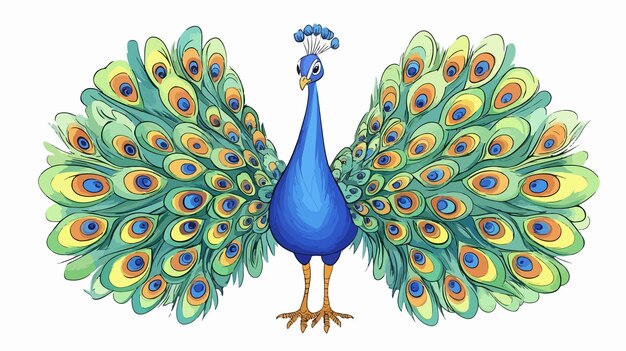 Exquisite handdrawn peacock illustration for coloring pages