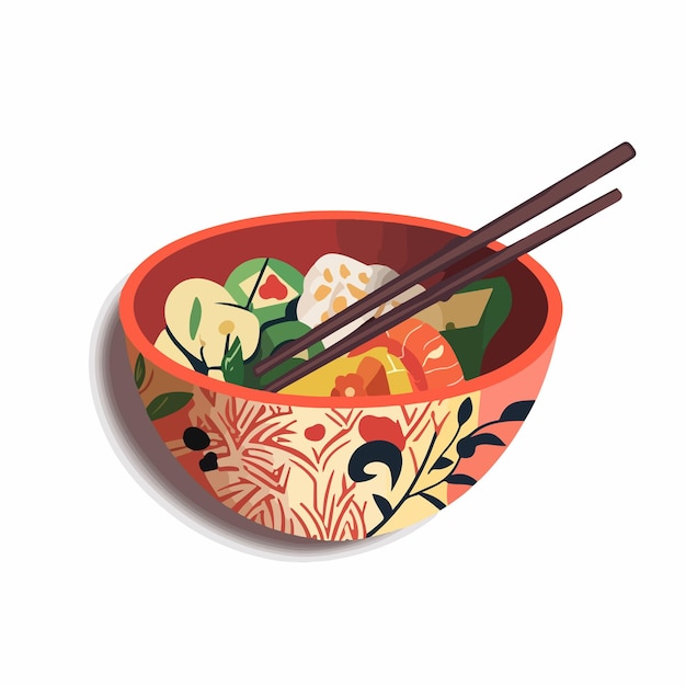 Exquisite Paper Cut Bowl with Delicious Asian Food and Stylish Pair of Chops