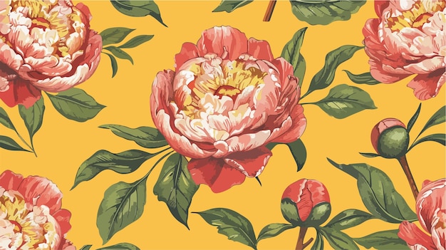 Exquisite Peonies Seamless Pattern with Intricate Details