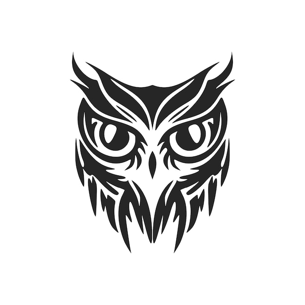 Exquisite a simple black white vector logo of the owl Isolated on a white background