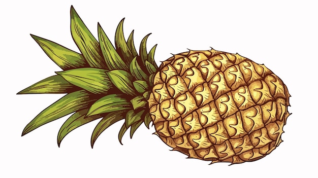 Exquisite Vector Hand Drawn Pineapple Tropical Summer Fruit