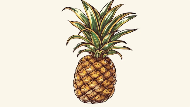 Exquisite Vector Hand Drawn Pineapple Tropical Summer Fruit