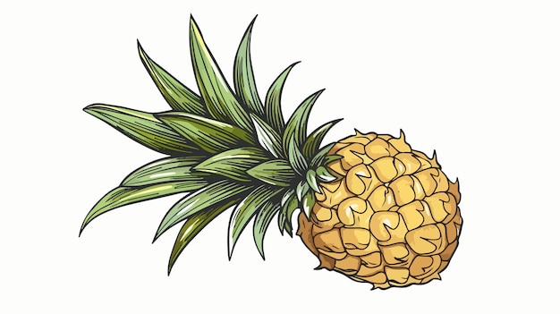 Exquisite Vector Hand Drawn Pineapple Tropical Summer Fruit