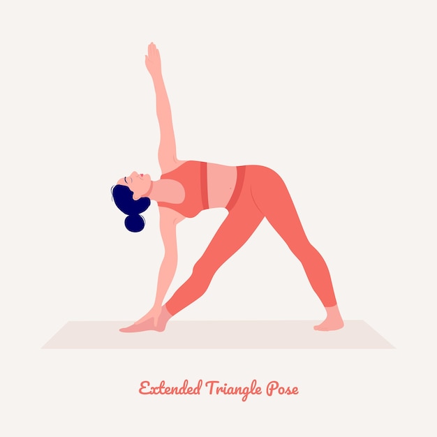 Extended Triangle Yoga pose Young woman practicing yoga exercise