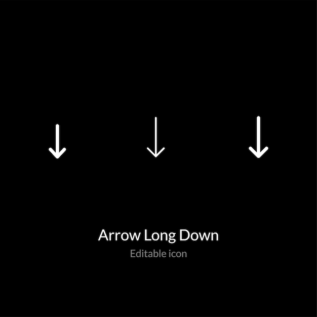 Extended Vector Icon of a Long Arrow Pointing Downward