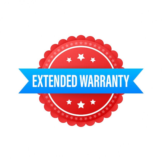 Extended warranty label or sticker. Badge, icon, stamp. illustration.