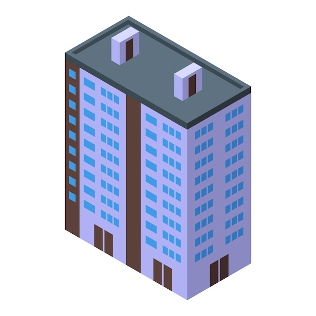 Exterior multistory building icon isometric vector City office Modern construction