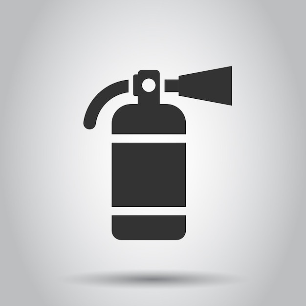 Extinguisher icon in flat style Fire protection vector illustration on white isolated background Emergency business concept