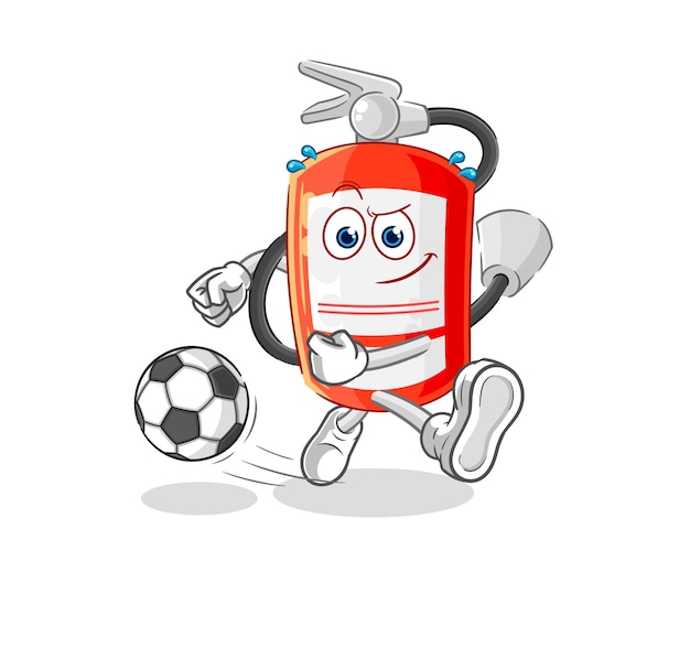 Extinguisher kicking the ball cartoon cartoon mascot vector