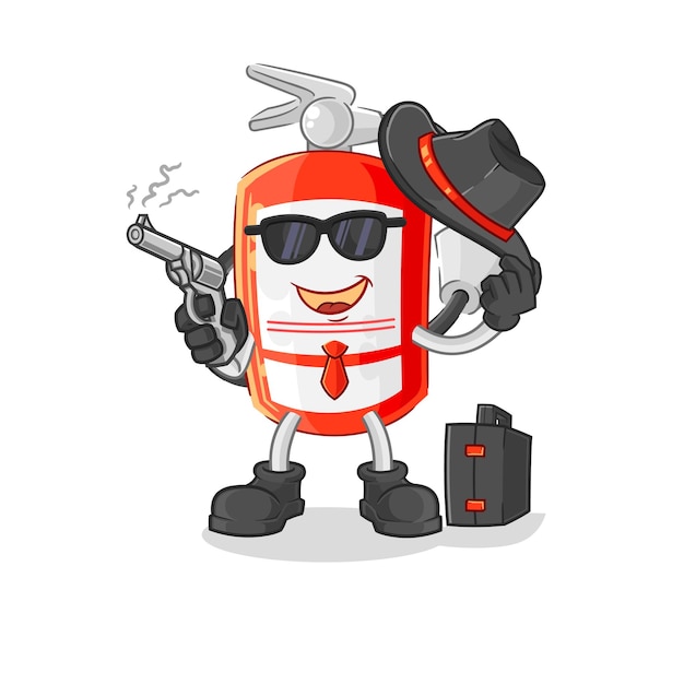 Extinguisher mafia with gun character cartoon mascot vector