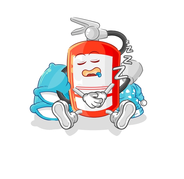 Extinguisher sleeping character cartoon mascot vector