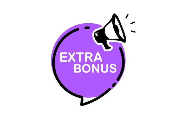 Extra Bonus Extra bonus offer vector banner with megaphone Special shop proposition concept Super sale campaign announcement Loudspeaker banner Label for business marketing and advertising